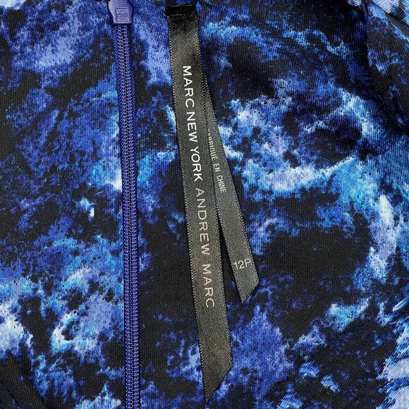 Andrew Marc New York Blue Violet Dress 12P 12 Petite New Sleeveless Fit & Flare - Picture 8 of 11